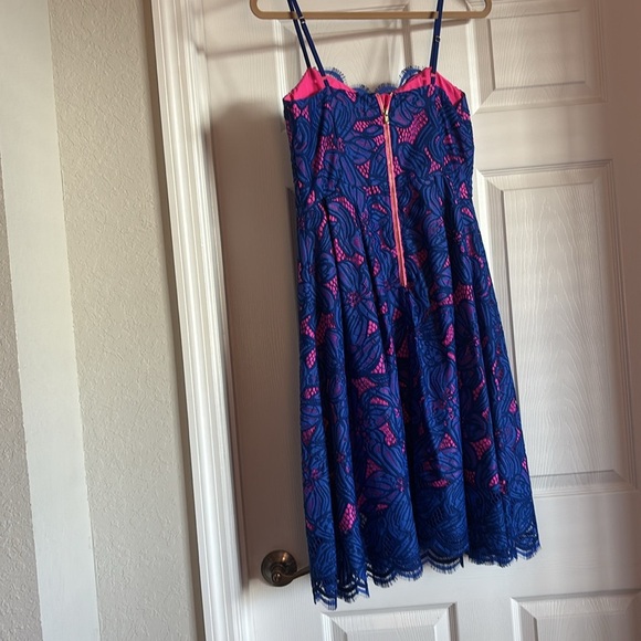 Lilly Pulitzer CAMELLA DRESS Royal Purple Two Tone Orchid Pink Lace - Picture 3 of 6